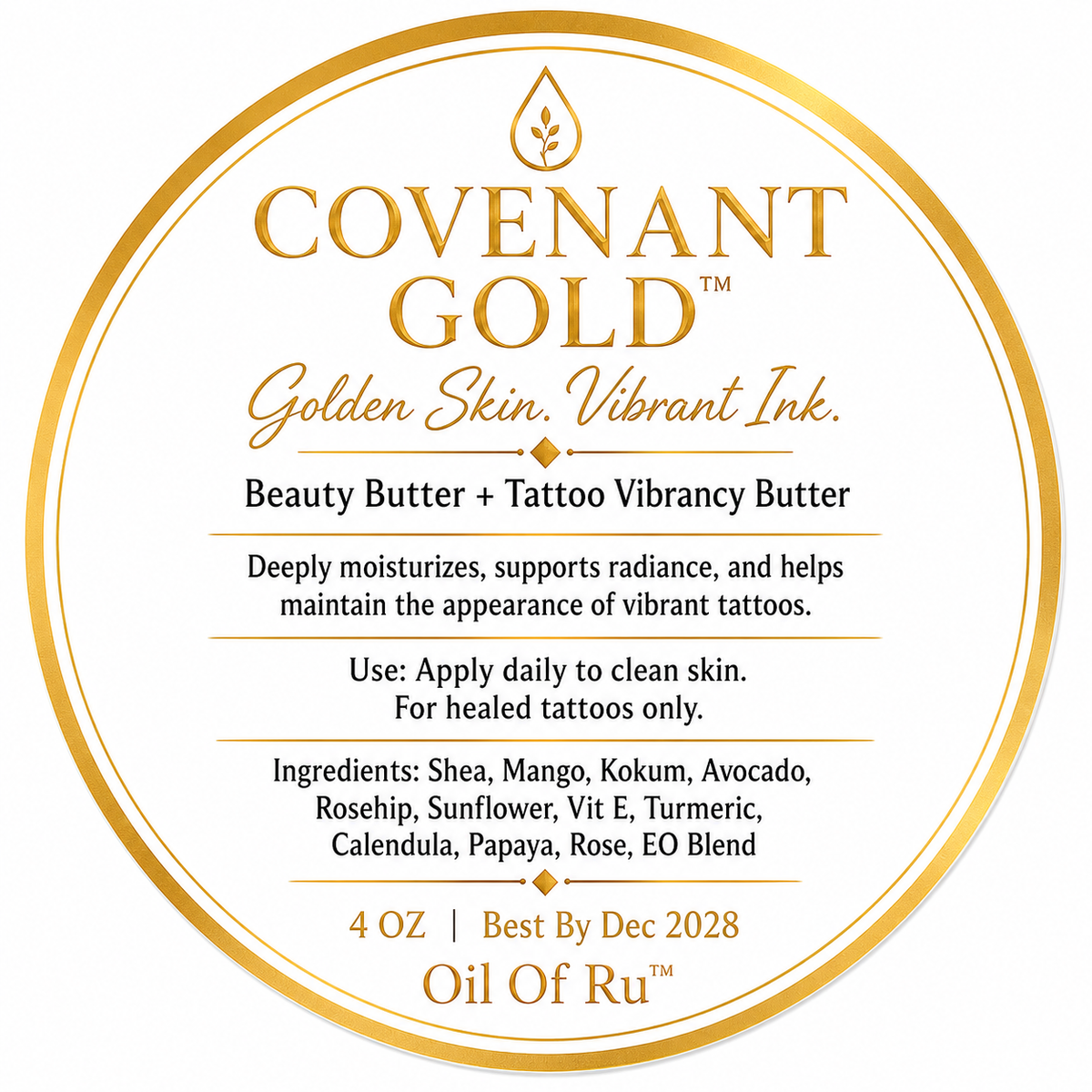 Therapeutic Butters | COVENANT GOLD™️ with Turmeric and Rose 4 oz