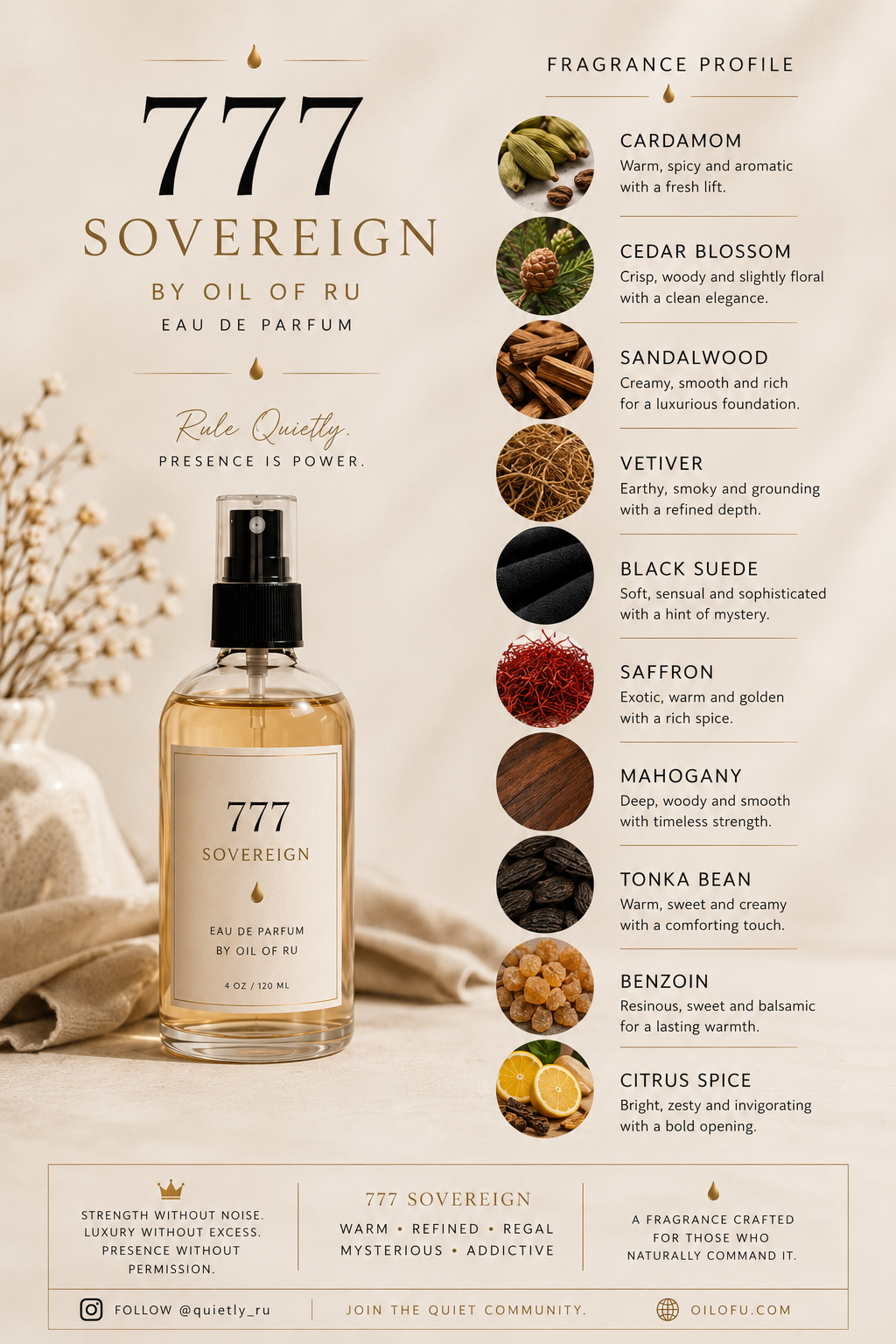 Fragrance 777 | SOVEREIGN RU777 | Organic Parfait  10 ml
