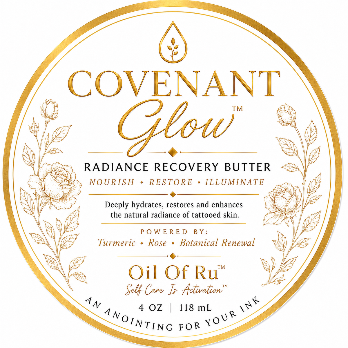 Therapeutic Butters | COVENANT GLOW™️ with Turmeric, Papaya, Rose 8 oz